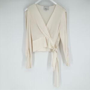 3.1 Phillip Lim Silk Cold Shoulder Wrap Blouse